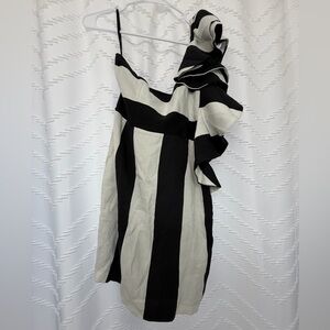 Bardot One Shoulder Black and White Dress